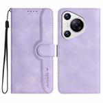 For Huawei Pura 70 Pro/70 Pro+ Heart Pattern Skin Feel Leather Phone Case(Purple)