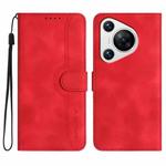 For Huawei Pura 70 Heart Pattern Skin Feel Leather Phone Case(Red)