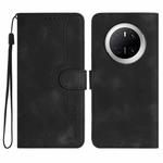 For Huawei Mate 70 Heart Pattern Skin Feel Leather Phone Case(Black)