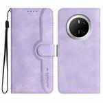 For Huawei Mate 70 Heart Pattern Skin Feel Leather Phone Case(Purple)