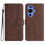 For Huawei nova 12s Heart Pattern Skin Feel Leather Phone Case(Brown)