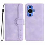 For Huawei nova 12s Heart Pattern Skin Feel Leather Phone Case(Purple)