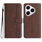 For Huawei Pura 80 5G Heart Pattern Skin Feel Leather Phone Case(Brown)