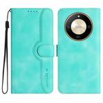 For Honor X50 Heart Pattern Skin Feel Leather Phone Case(Light Blue)