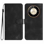 For Honor X50 Heart Pattern Skin Feel Leather Phone Case(Black)
