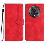 For Honor Magic5 Pro Heart Pattern Skin Feel Leather Phone Case(Red)