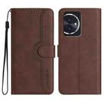 For Honor 100 Heart Pattern Skin Feel Leather Phone Case(Brown)