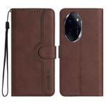 For Honor 100 Pro Heart Pattern Skin Feel Leather Phone Case(Brown)