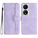For Honor X7b Heart Pattern Skin Feel Leather Phone Case(Purple)