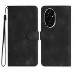 For Honor 200 Heart Pattern Skin Feel Leather Phone Case(Black)