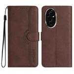 For Honor 200 Pro Heart Pattern Skin Feel Leather Phone Case(Brown)