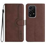 For Honor 200 Lite Global Heart Pattern Skin Feel Leather Phone Case(Brown)