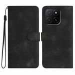 For Honor X5b / X5b Plus Global Heart Pattern Skin Feel Leather Phone Case(Black)