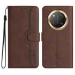 For Honor X9c Global Heart Pattern Skin Feel Leather Phone Case(Brown)