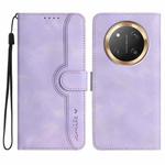 For Honor X9c Global Heart Pattern Skin Feel Leather Phone Case(Purple)