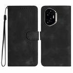 For Honor 300 Heart Pattern Skin Feel Leather Phone Case(Black)