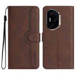 For Honor 300 Pro / Honor 300 Ultra Heart Pattern Skin Feel Leather Phone Case(Brown)