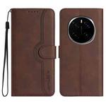 For Honor Magic7 Heart Pattern Skin Feel Leather Phone Case(Brown)