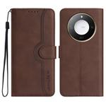 For Honor X60 / X9c Smart Heart Pattern Skin Feel Leather Phone Case(Brown)