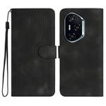 For Honor 400 Global 156.5mm Heart Pattern Skin Feel Leather Phone Case(Black)