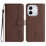 For Honor 400 Lite Global Heart Pattern Skin Feel Leather Phone Case(Brown)