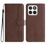 For Honor X8c 4G Heart Pattern Skin Feel Leather Phone Case(Brown)