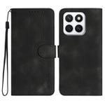 For Honor X8c 4G Heart Pattern Skin Feel Leather Phone Case(Black)