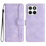 For Honor X8c 4G Heart Pattern Skin Feel Leather Phone Case(Purple)