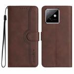 For Honor X60 GT Heart Pattern Skin Feel Leather Phone Case(Brown)