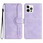 For iPhone 15 Pro Heart Pattern Skin Feel Leather Phone Case(Purple)