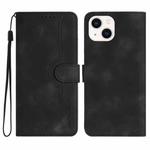 For iPhone 15 Plus Heart Pattern Skin Feel Leather Phone Case(Black)