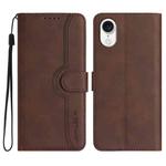 For iPhone SE 2024 Heart Pattern Skin Feel Leather Phone Case(Brown)