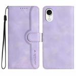 For iPhone SE 2024 Heart Pattern Skin Feel Leather Phone Case(Purple)