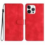 For iPhone 16 Pro Max Heart Pattern Skin Feel Leather Phone Case(Red)