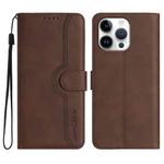 For iPhone 16 Pro Max Heart Pattern Skin Feel Leather Phone Case(Brown)