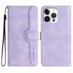 For iPhone 16 Pro Max Heart Pattern Skin Feel Leather Phone Case(Purple)