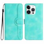 For iPhone 16 Pro Heart Pattern Skin Feel Leather Phone Case(Light Blue)