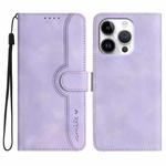 For iPhone 16 Pro Heart Pattern Skin Feel Leather Phone Case(Purple)