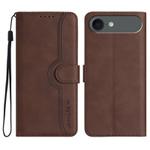 For iPhone 17 Air Heart Pattern Skin Feel Leather Phone Case(Brown)