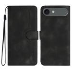 For iPhone 17 Air Heart Pattern Skin Feel Leather Phone Case(Black)