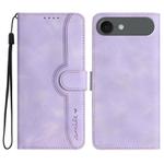 For iPhone 17 Air Heart Pattern Skin Feel Leather Phone Case(Purple)