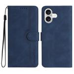 For iPhone 17 Heart Pattern Skin Feel Leather Phone Case(Royal Blue)