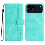 For iPhone 17 Pro Max Heart Pattern Skin Feel Leather Phone Case(Light Blue)