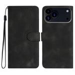 For iPhone 17 Pro Max Heart Pattern Skin Feel Leather Phone Case(Black)