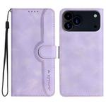 For iPhone 17 Pro Max Heart Pattern Skin Feel Leather Phone Case(Purple)