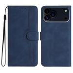 For iPhone 17 Pro Max Heart Pattern Skin Feel Leather Phone Case(Royal Blue)