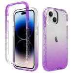 For iPhone 15 Shockproof Clear Gradient PC + TPU Phone Case(Purple)