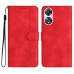 For OPPO A58 Heart Pattern Skin Feel Leather Phone Case(Red)