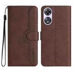 For OPPO A58 Heart Pattern Skin Feel Leather Phone Case(Brown)
