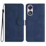 For OPPO A58 Heart Pattern Skin Feel Leather Phone Case(Royal Blue)